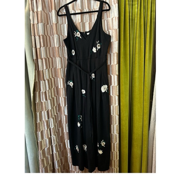 eShakti Wayward Fancies Floral Embellished Cotton Knit Jumpsuit Size Large - Picture 1 of 5